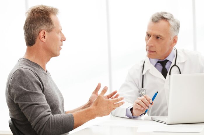 Man with chronic prostatitis in doctor's office